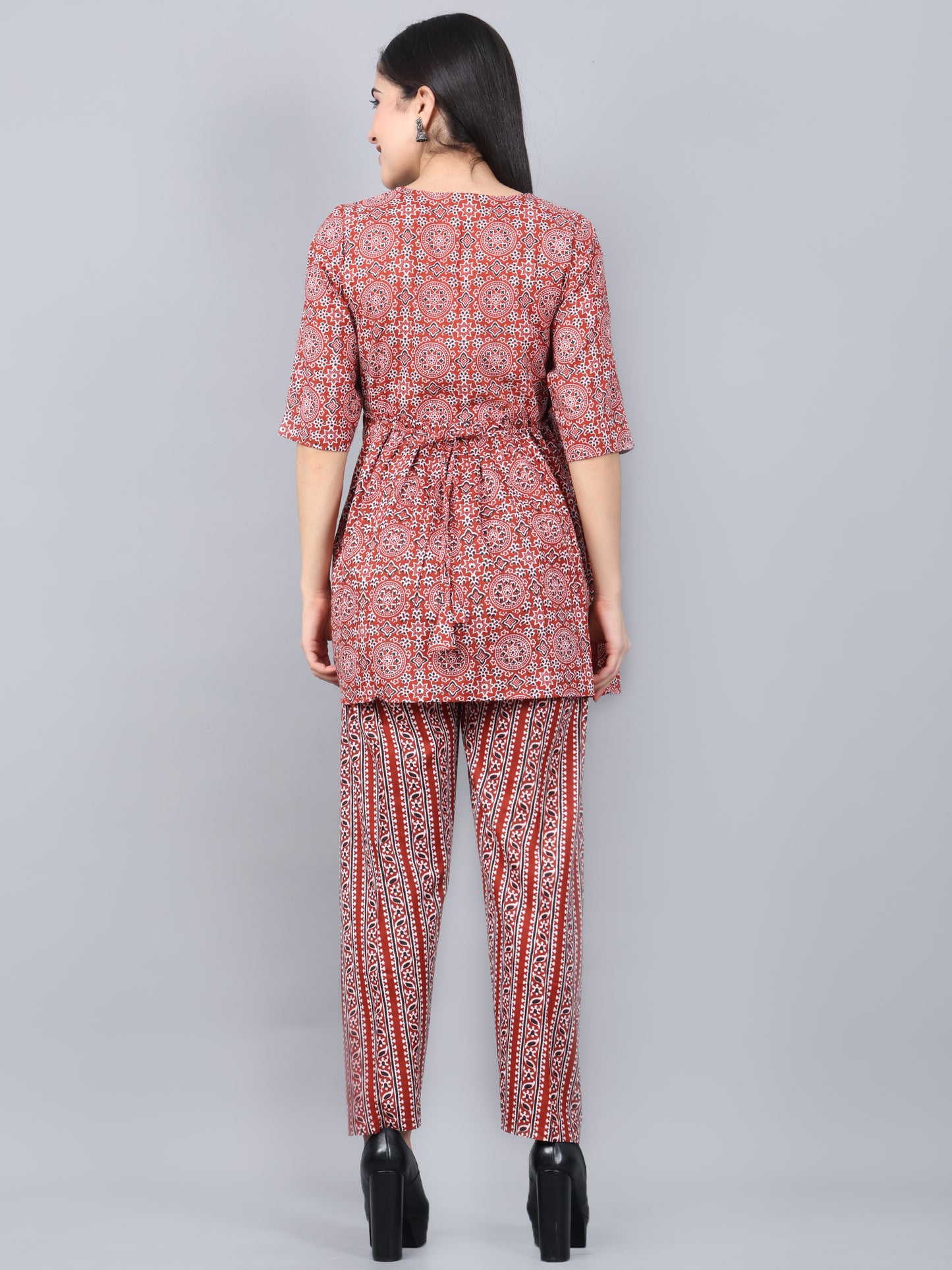 Maternity and Feeding Night Suit | Pure Cotton | Maroon