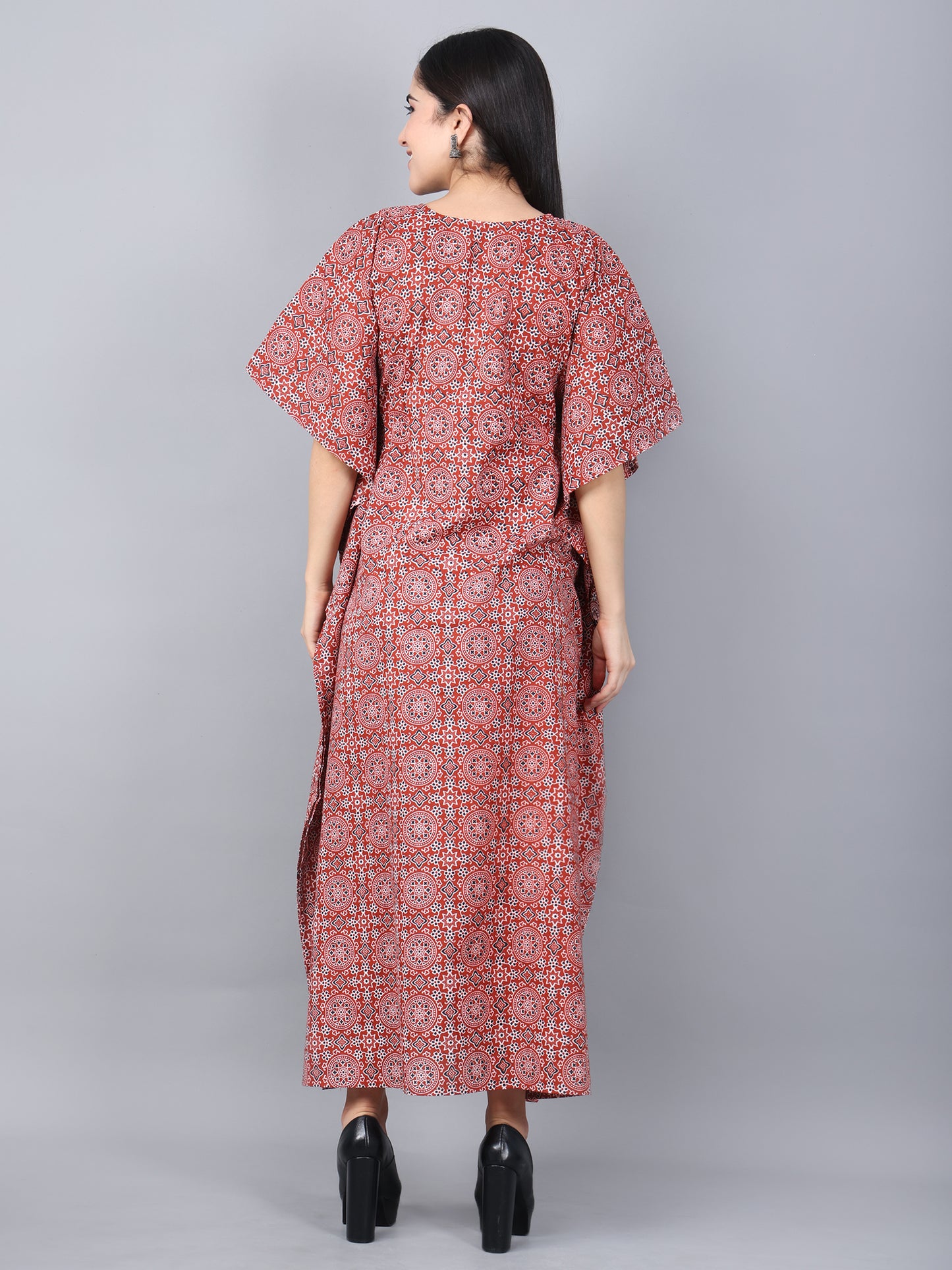 Maternity and Feeding Kaftan Full Length | Pure Cotton | Maroon