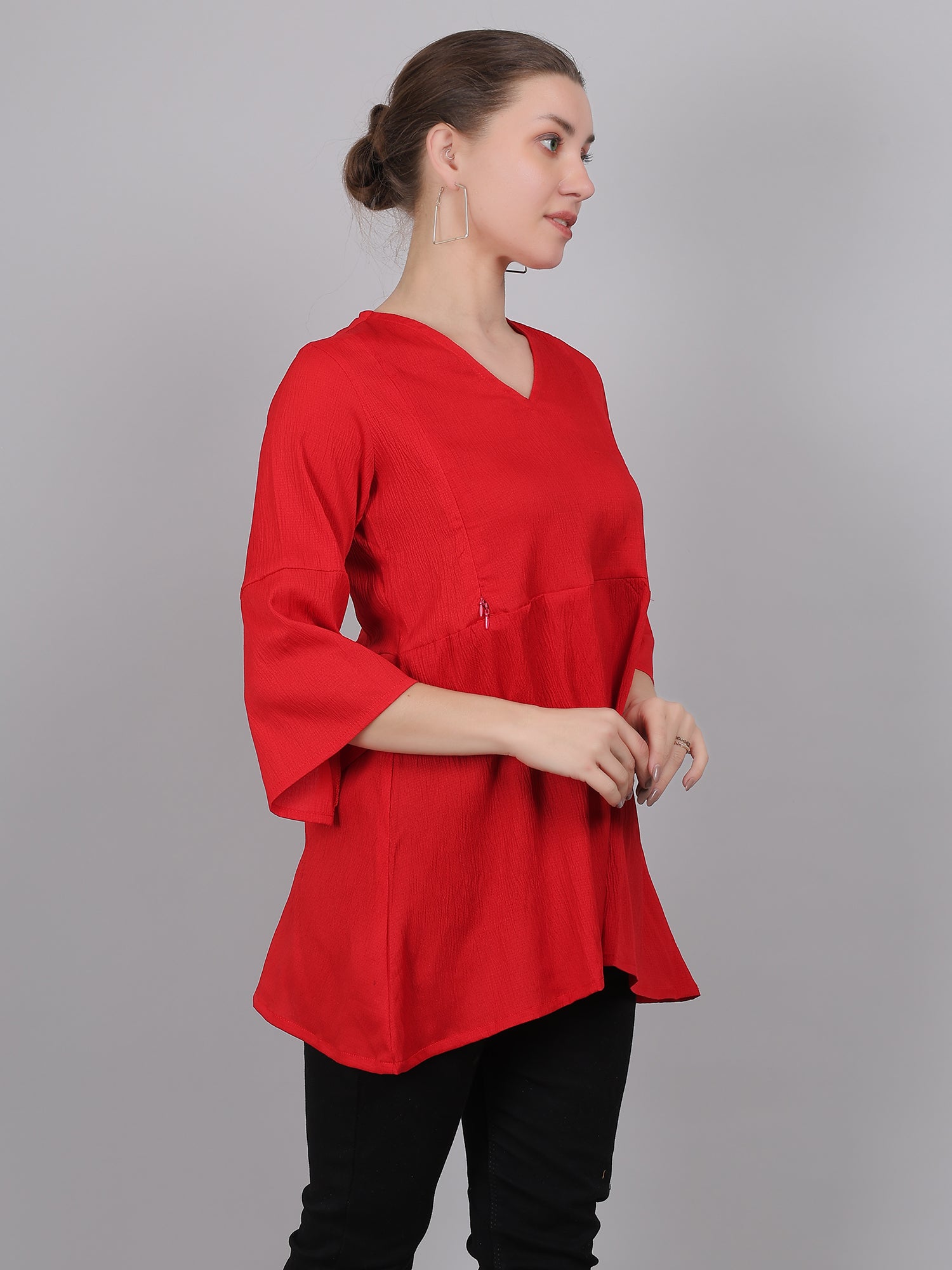 Red Feeding Top with 2 way Zipper