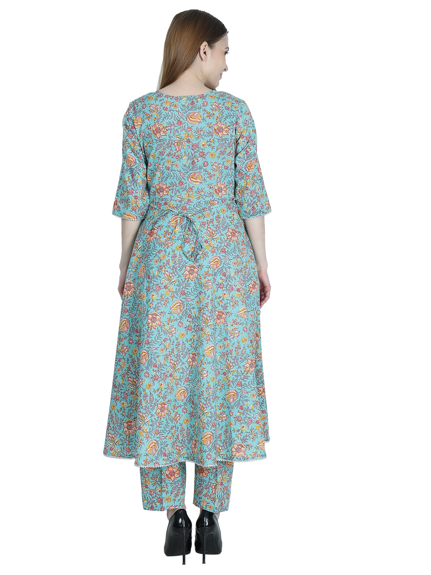 Maternity and Feeding Kurta Set | Pure Cotton | Teal