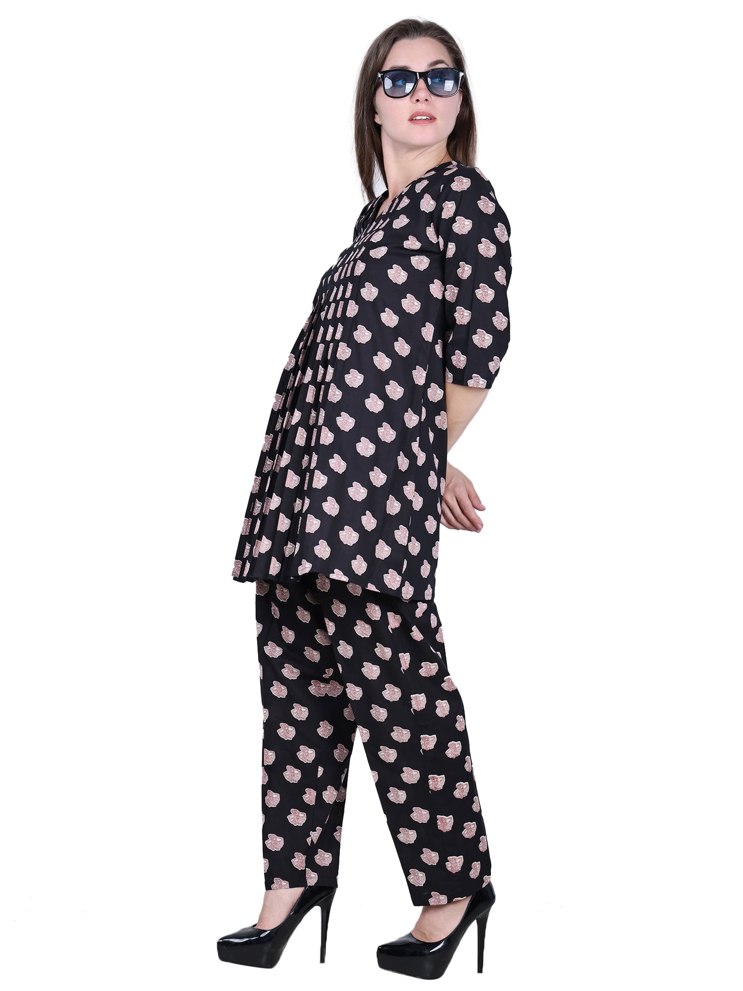 Pure Cotton Black Printed Co-ord Set