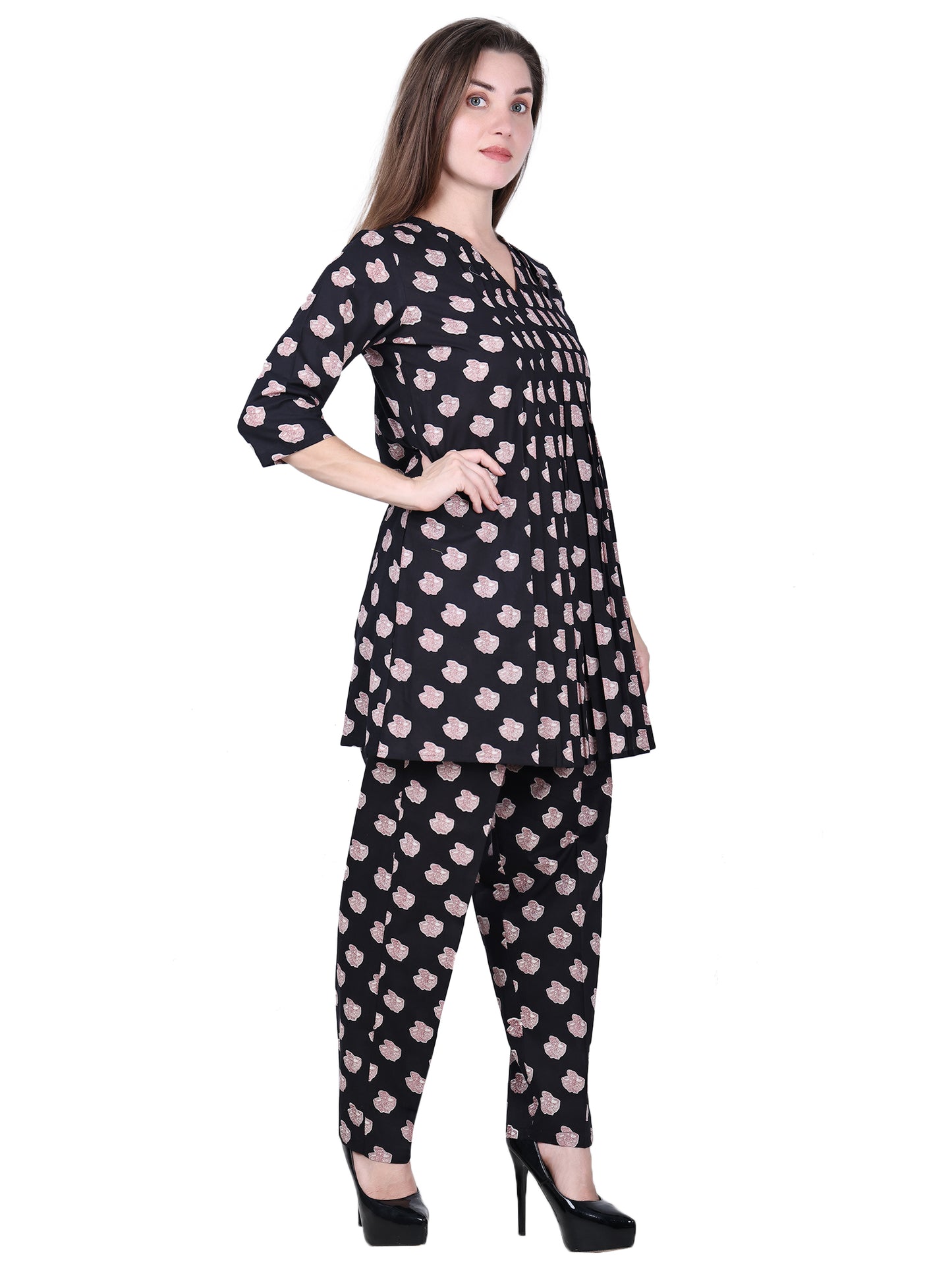 Pure Cotton Black Printed Co-ord Set
