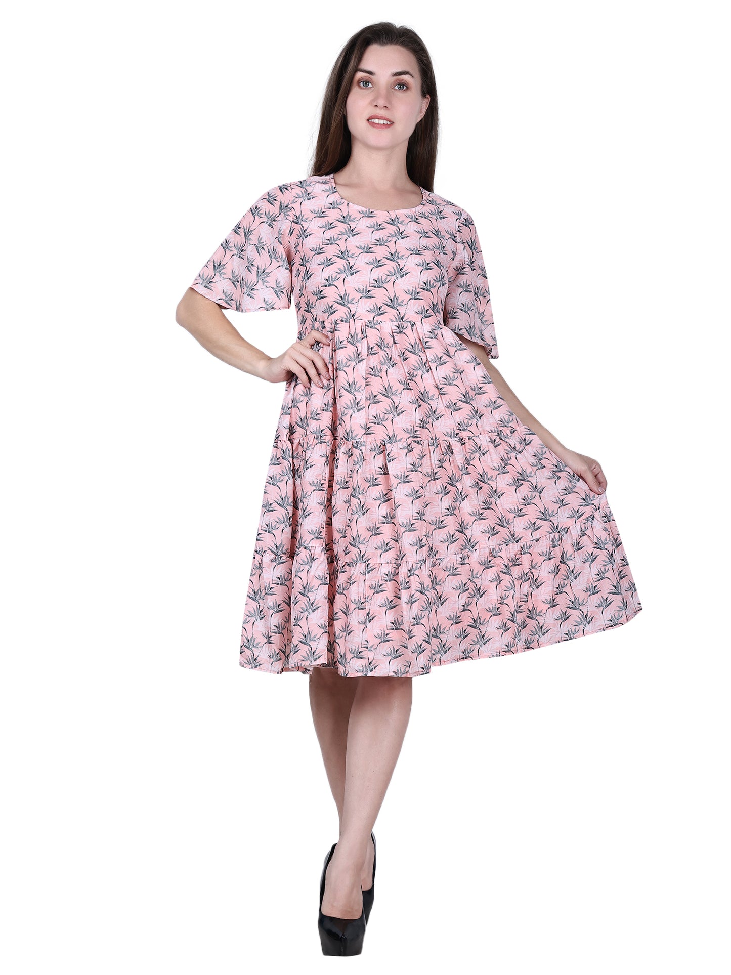Muslin Printed Dress with Cotton Mulmul Lining