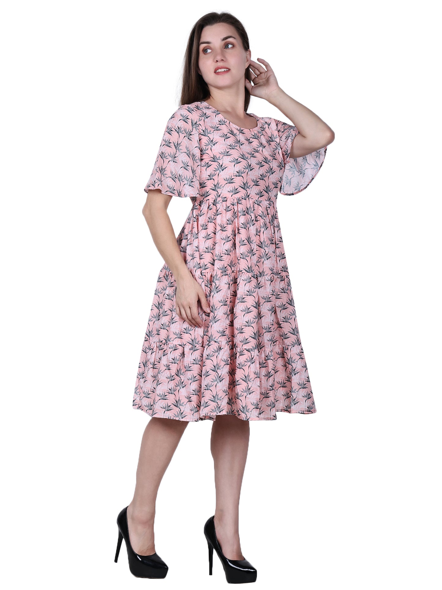 Muslin Printed Dress with Cotton Mulmul Lining