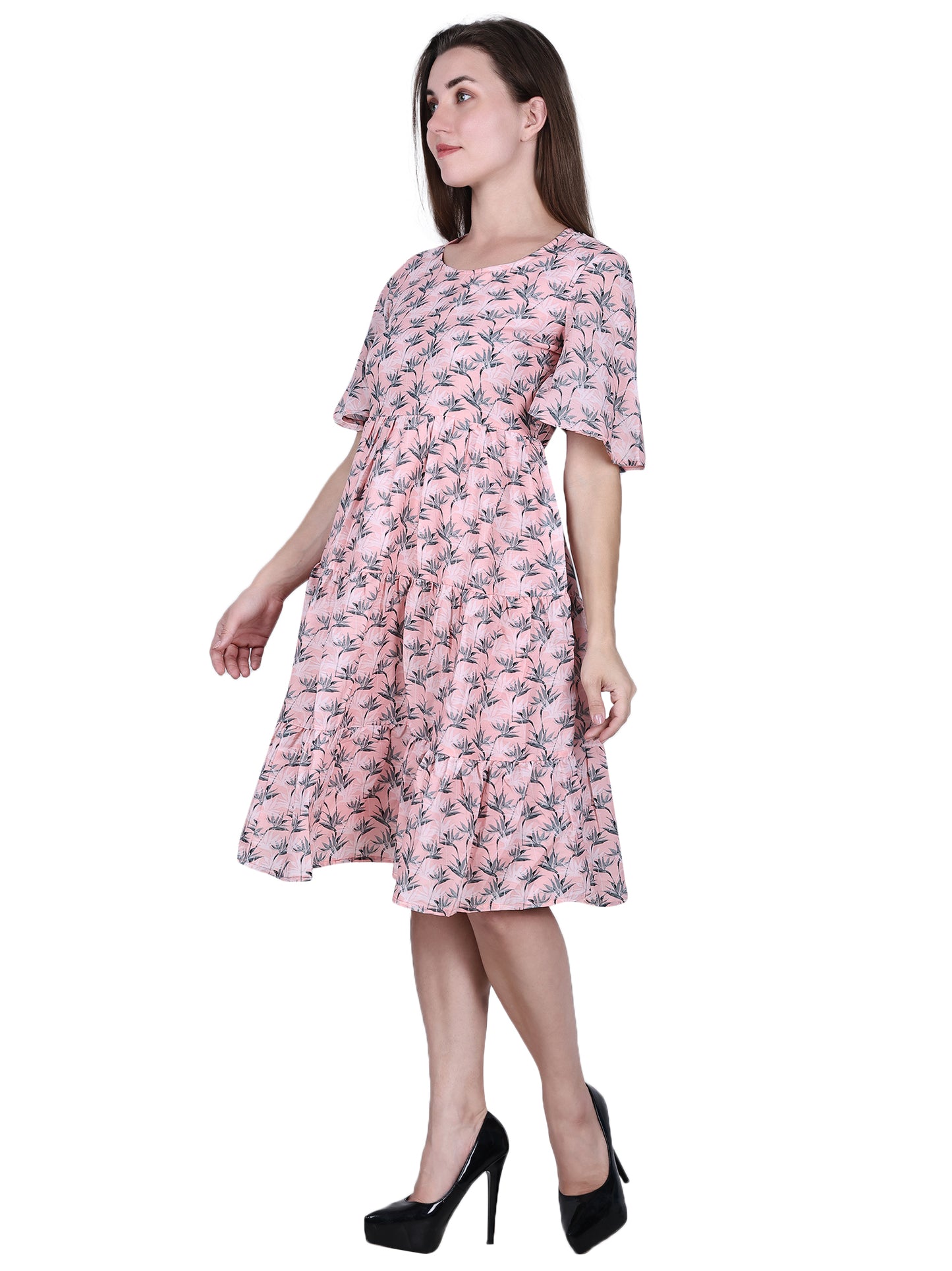 Muslin Printed Dress with Cotton Mulmul Lining