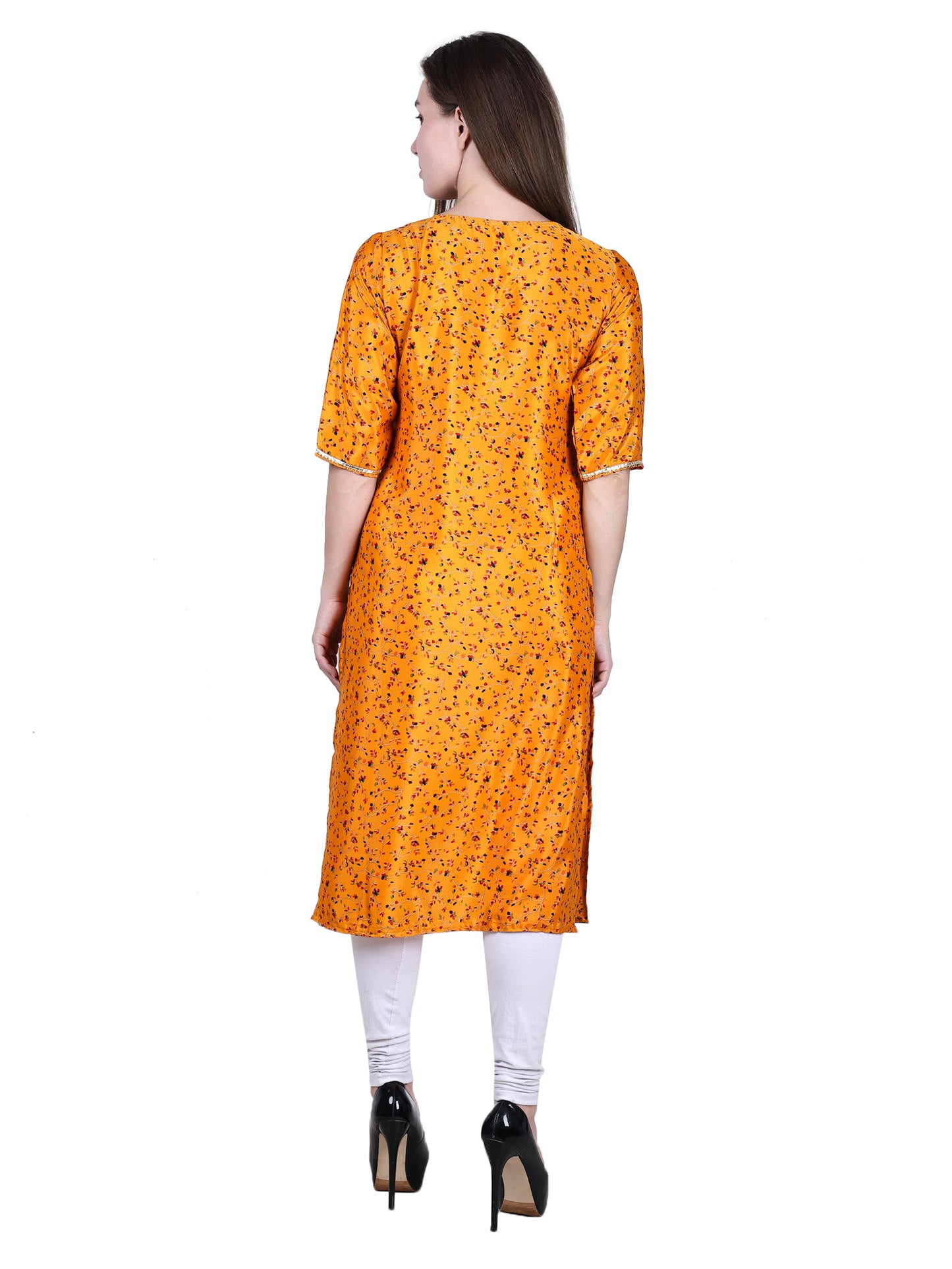 French Crepe Kurti | Yellow