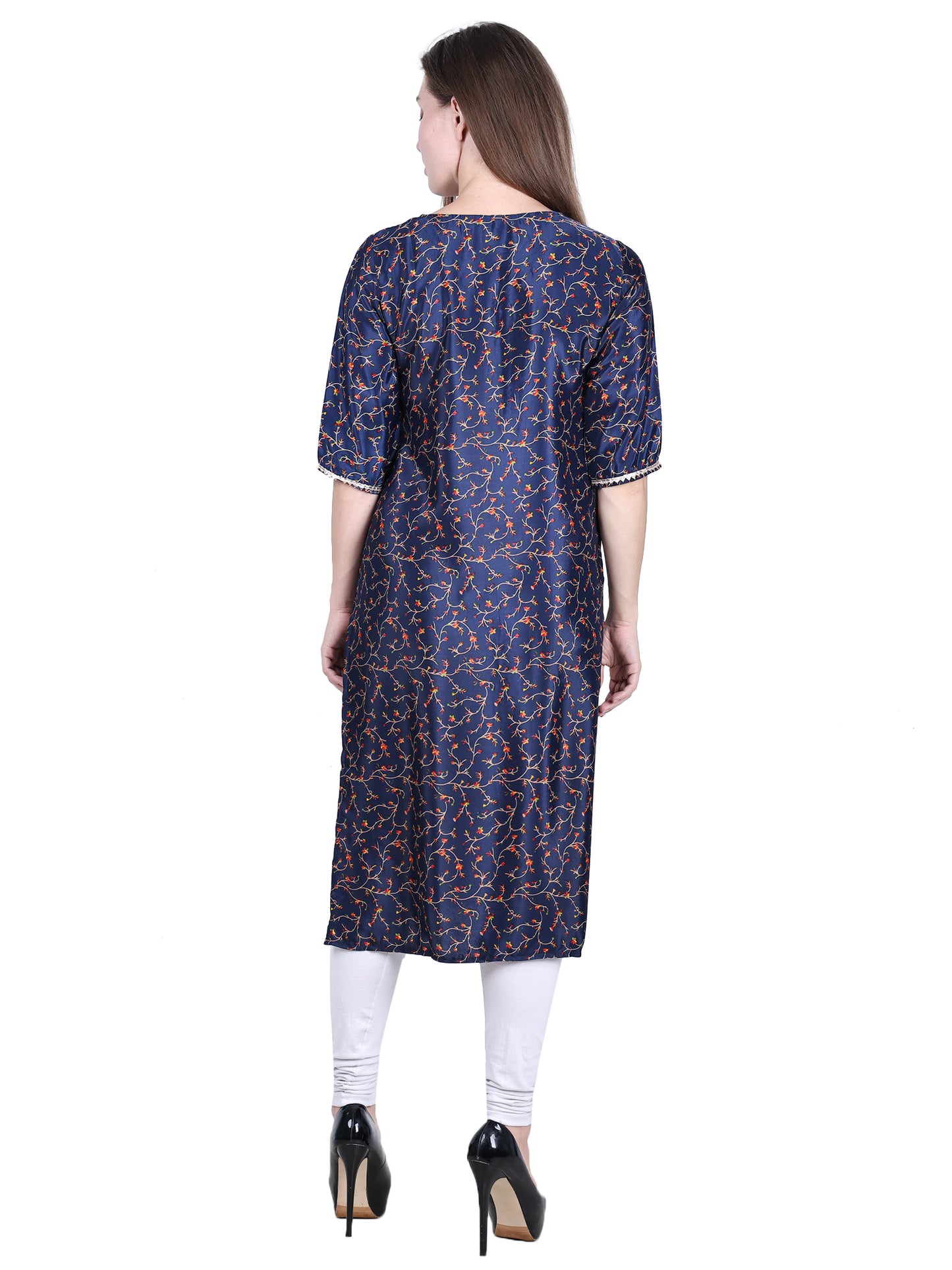 French Crepe Kurti | Navy Blue