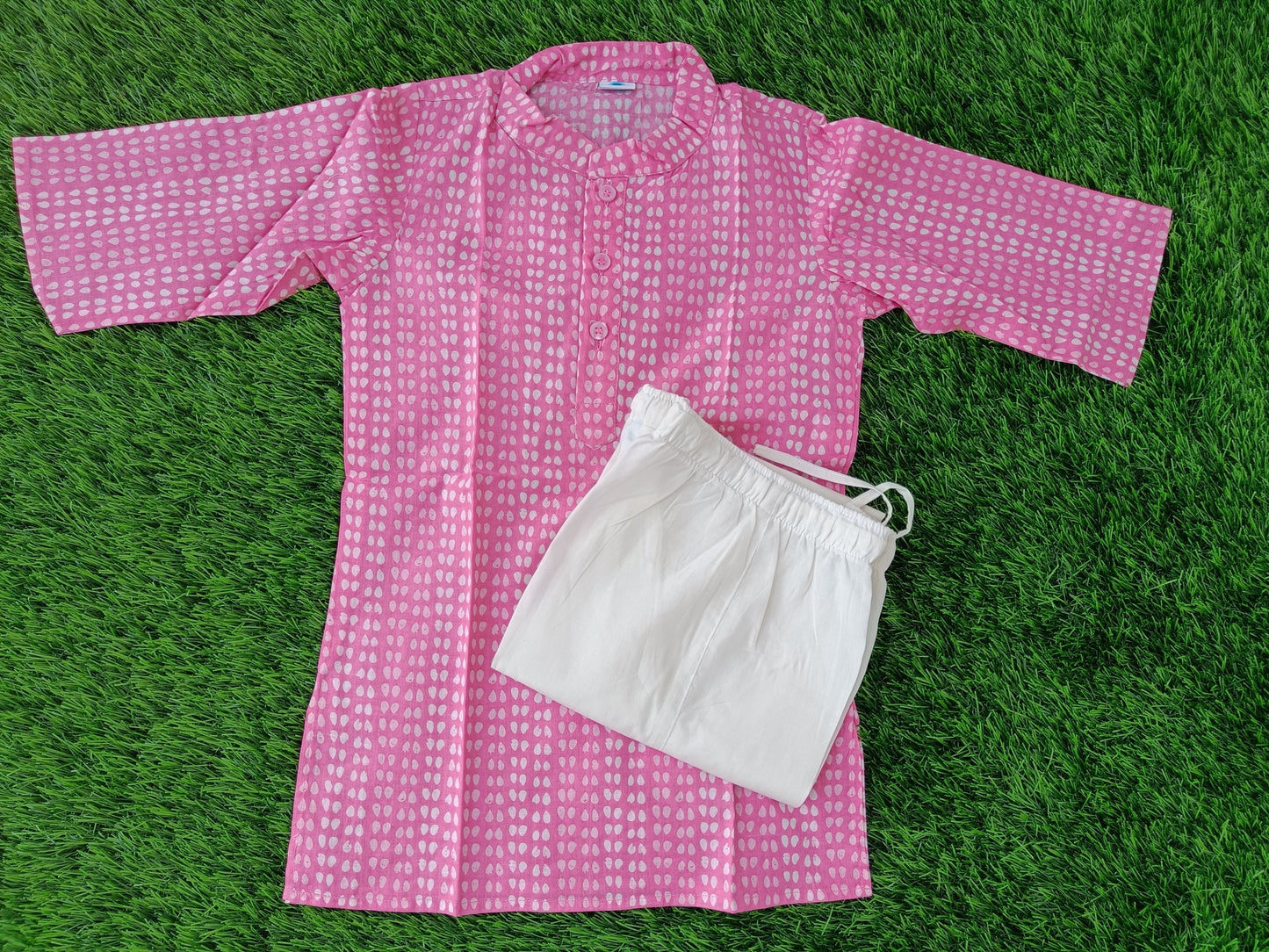 Pure Cotton Kurta Sets for Boys | Pink Printed