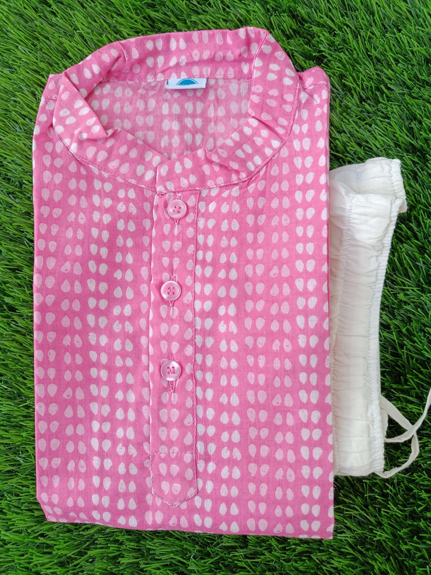 Pure Cotton Kurta Sets for Boys | Pink Printed