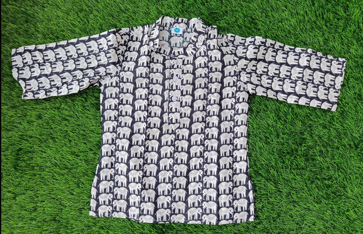Pure Cotton Kurta Sets for Boys | Black | Elephant Print