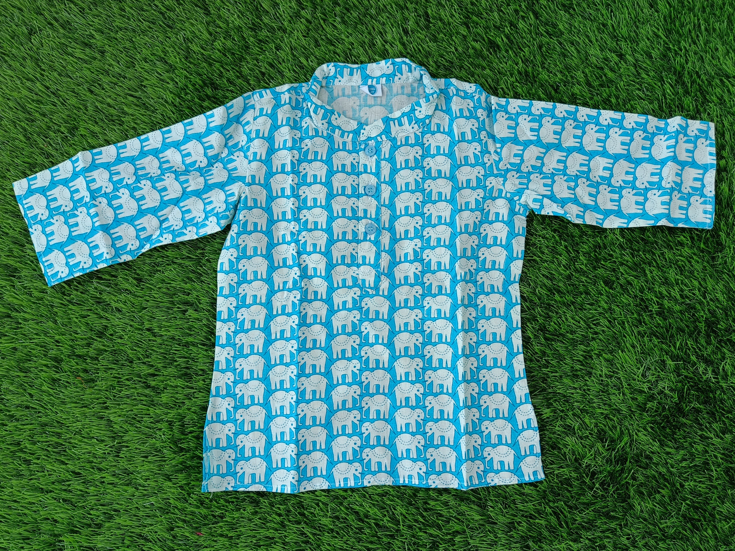 Pure Cotton Kurta Sets for Boys | Teal | Elephant Print