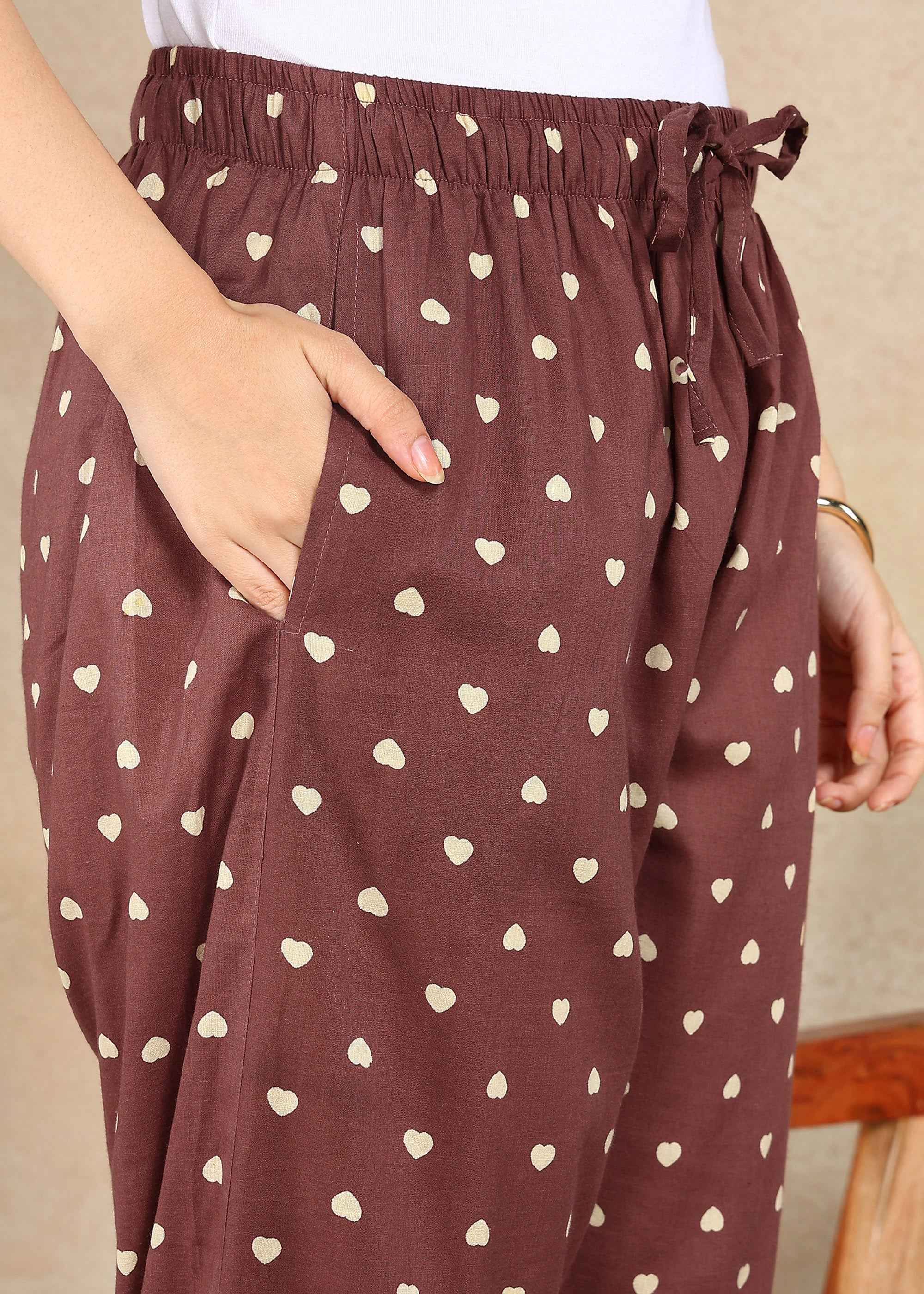 Small Hearts Brown Straight Feeding Kurta Set