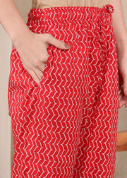 Red Pure Cotton Straight Feeding Kurta Set with Dupatta