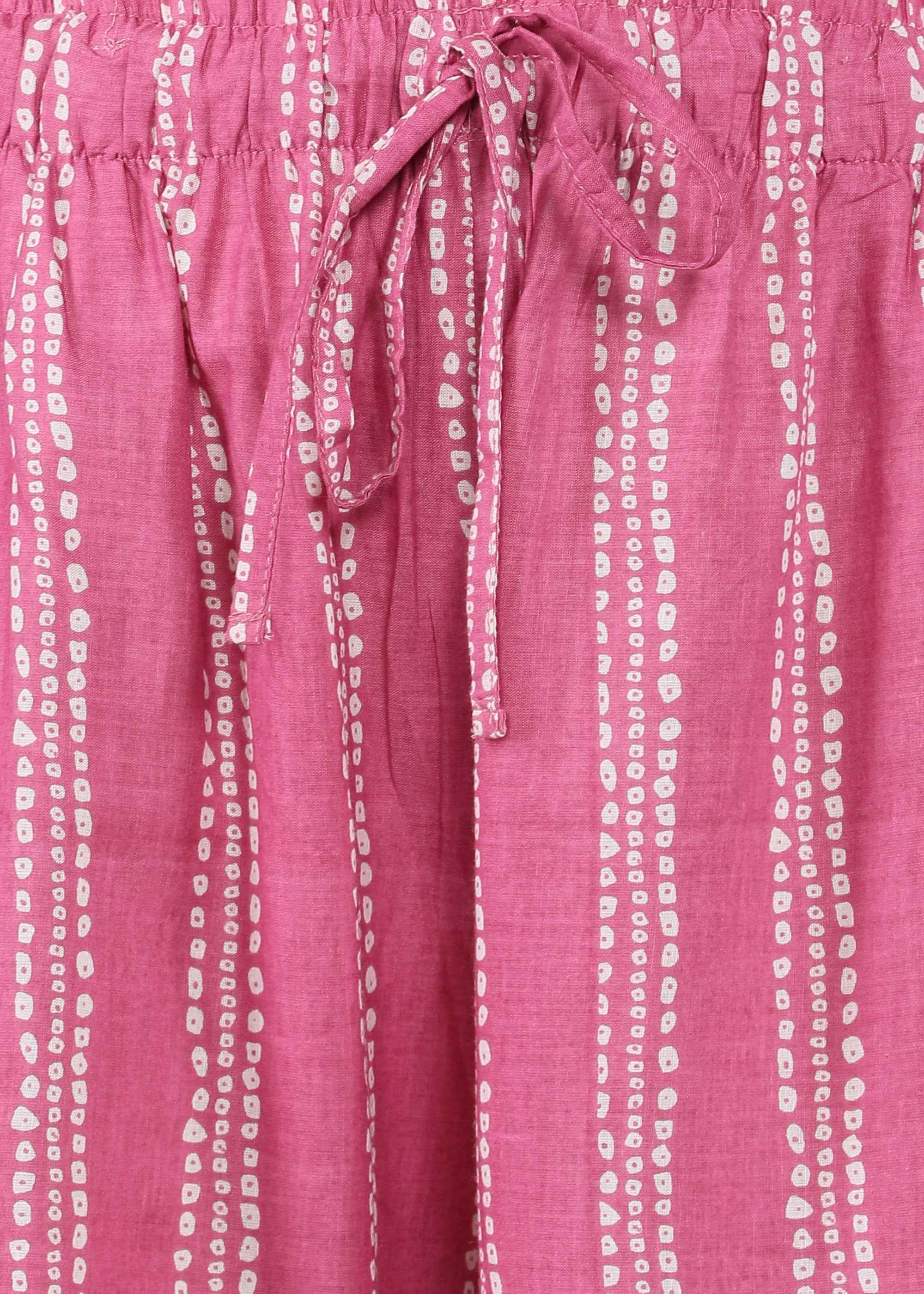 Pink Bandhani Pure Cotton Straight Feeding Kurta Set with Dupatta