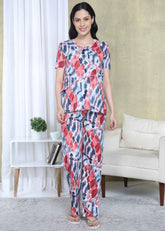 Red Tie-Dye Maternity and Feeding Night Suit