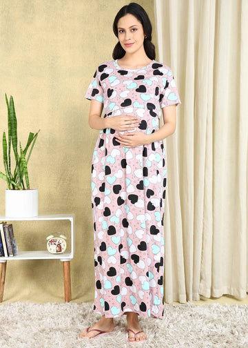 Big Hearts Cross-neck Maternity Loungewear Maxi Dress