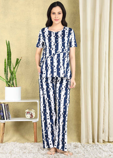 Striped Maternity and Feeding Night Suit