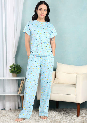 Pastel Blue Feeding Night Suit