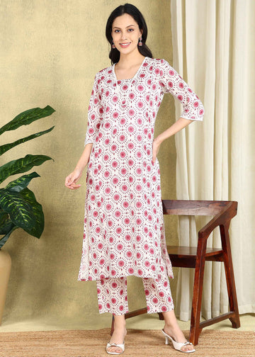 Pink Shibori Print Straight Feeding Kurta Set