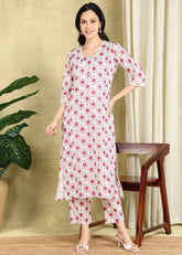 Pink Shibori Print Straight Feeding Kurta Set