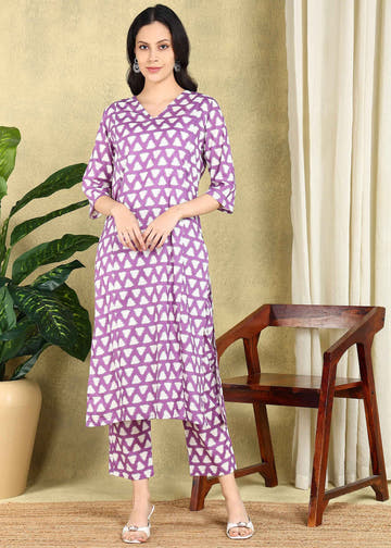 Purple Ikkat Straight Feeding Kurta Set