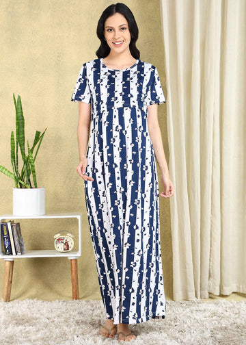 Striped Cross-neck Maternity Loungewear Maxi Dress