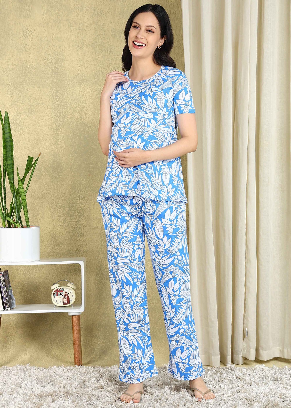 Leafy Affair Maternity and Feeding Night Suit