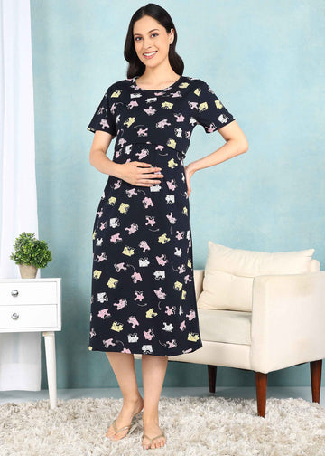 Jigsaw Black Cross-neck Maternity Loungewear Dress