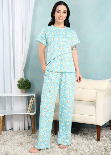 Pastel Floral Feeding Night Suit
