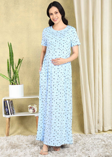 Four Hearts Cross-neck Maternity Loungewear Maxi Dress
