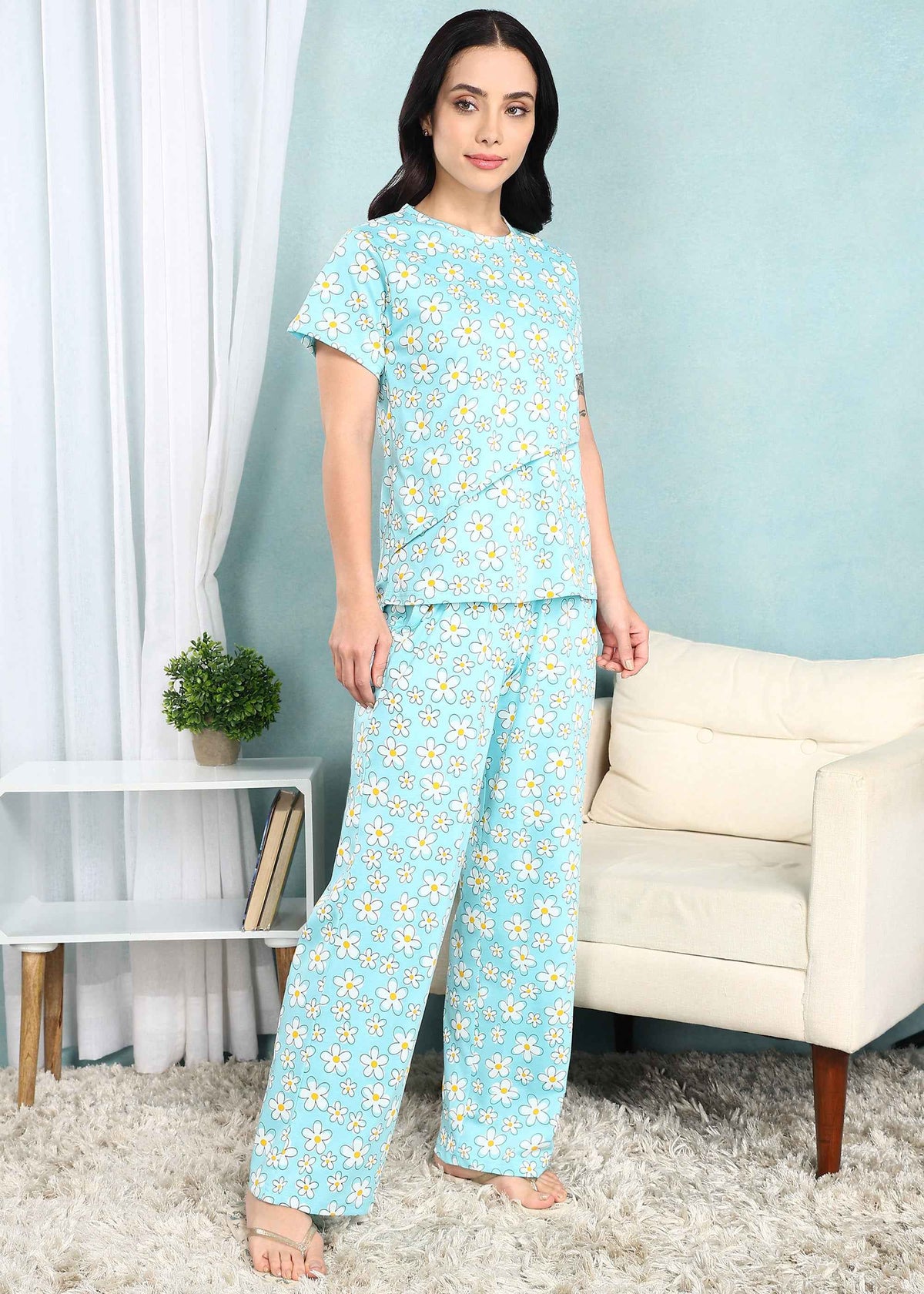 Pastel Floral Feeding Night Suit