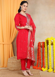 Pink Festive Straight Feeding Kurta Set with Dupatta