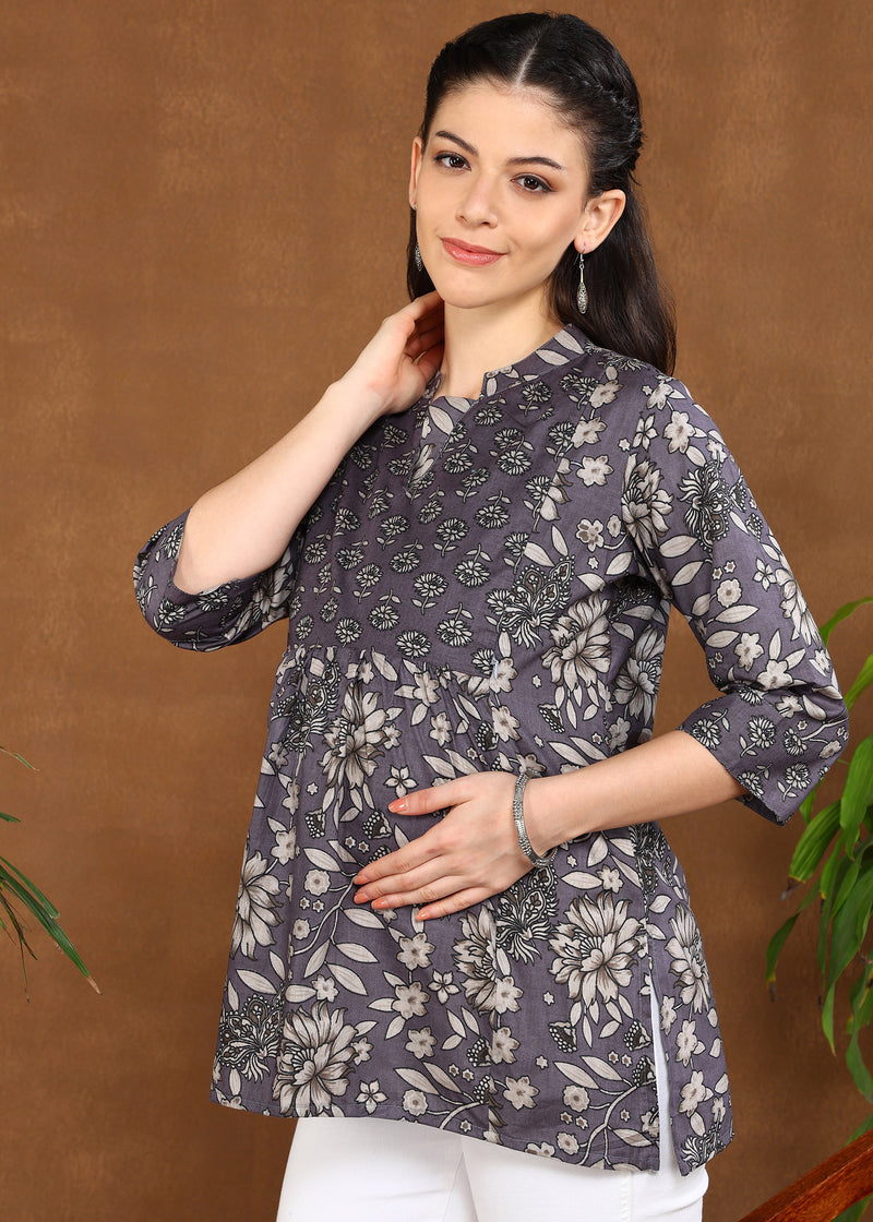 Grey Garden Pure Cotton Maternity and Feeding Top