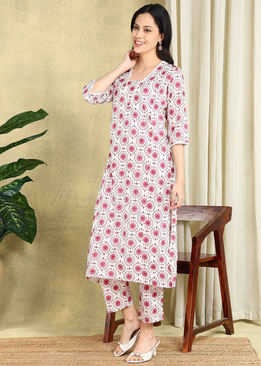 Pink Shibori Print Straight Feeding Kurta Set