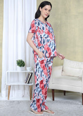 Red Tie-Dye Maternity and Feeding Night Suit