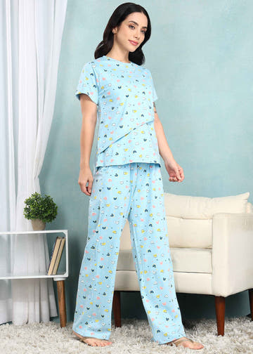 Pastel Blue Feeding Night Suit