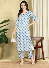 Indigo Shibori Print Straight Feeding Kurta Set