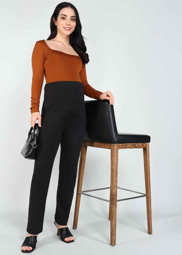 Black Supima Cotton Maternity Pants