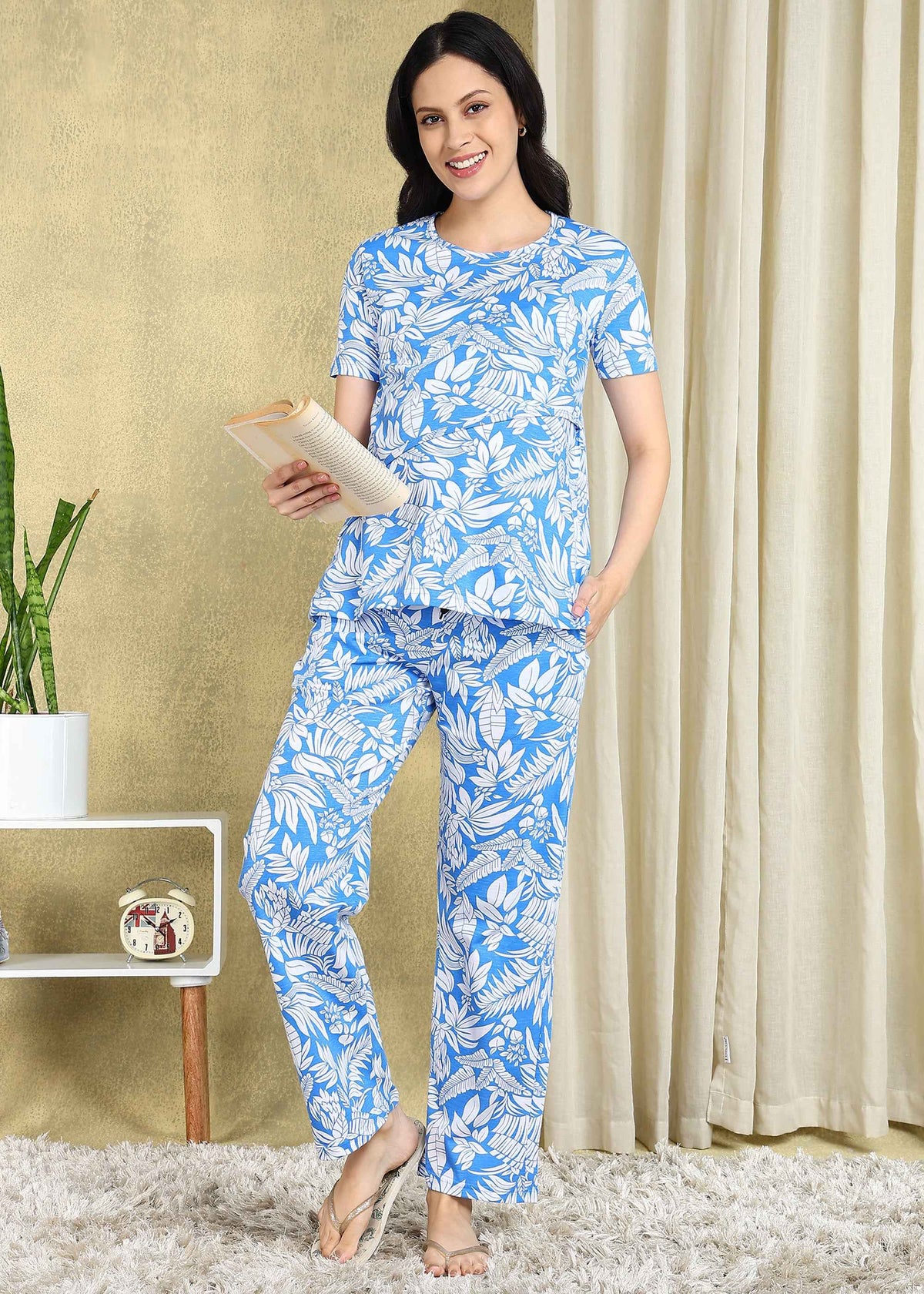 Leafy Affair Maternity and Feeding Night Suit