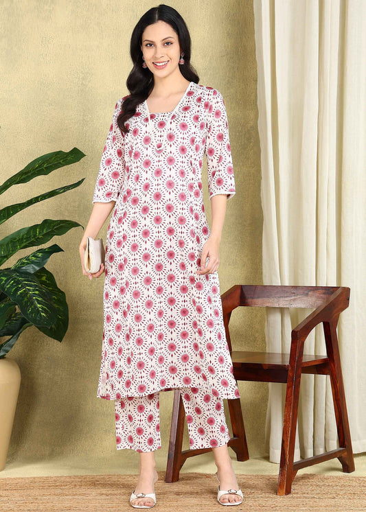 Pink Shibori Print Straight Feeding Kurta Set