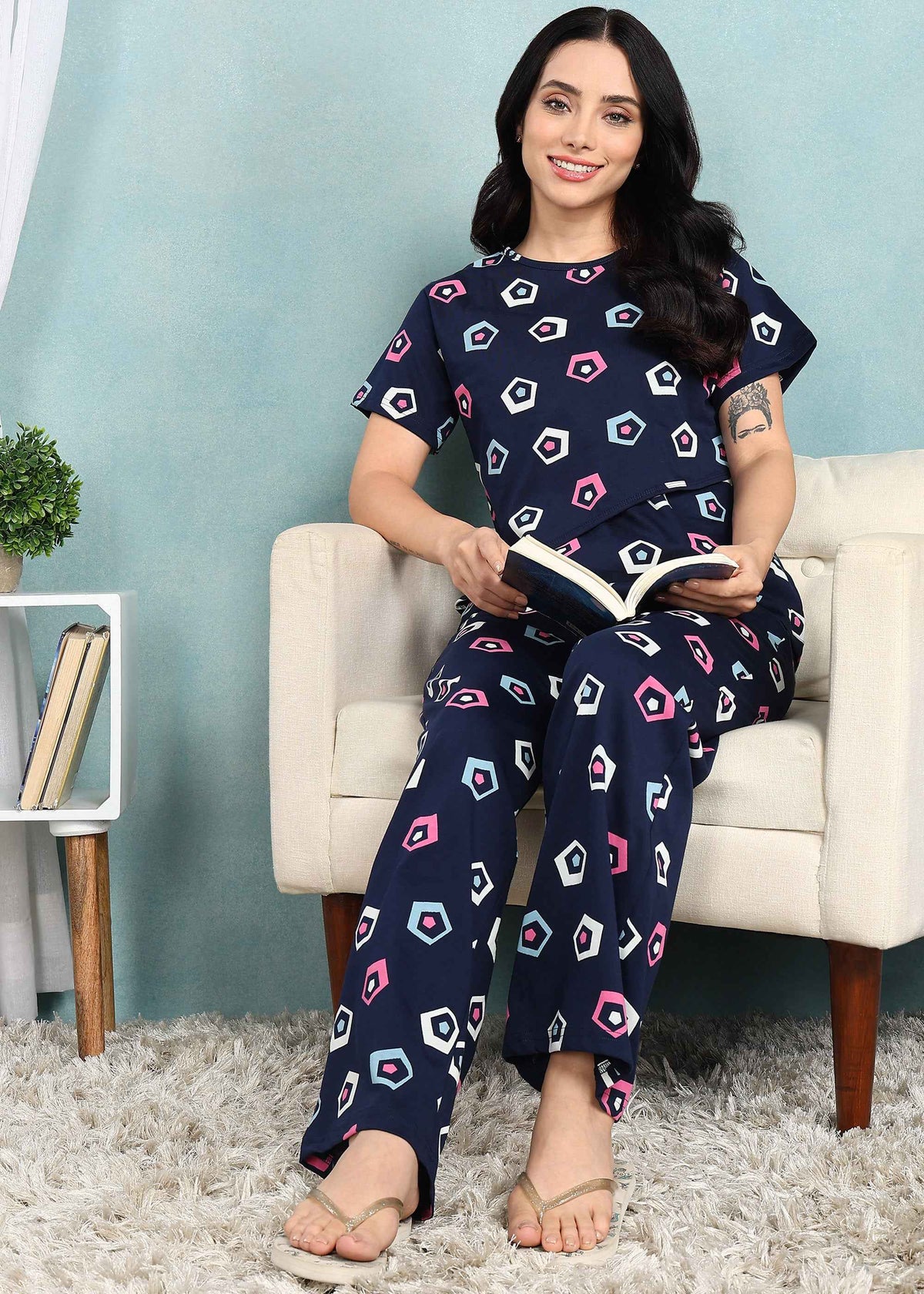 Navy Feeding Night Suit
