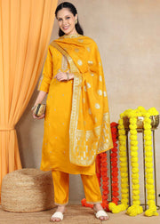 Yellow Festive Straight Feeding Kurta Set with Dupatta