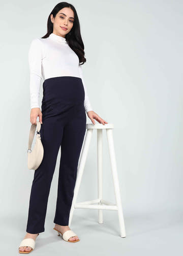 Navy Blue Supima Cotton Maternity Pants