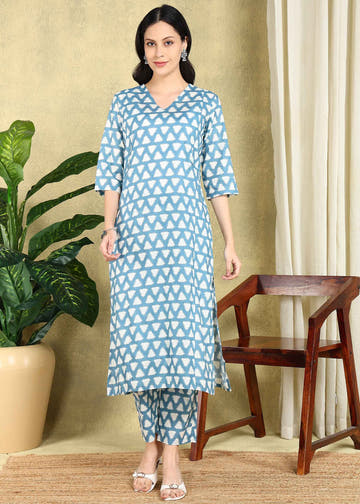 Blue Breeze Ikkat Straight Feeding Kurta Set
