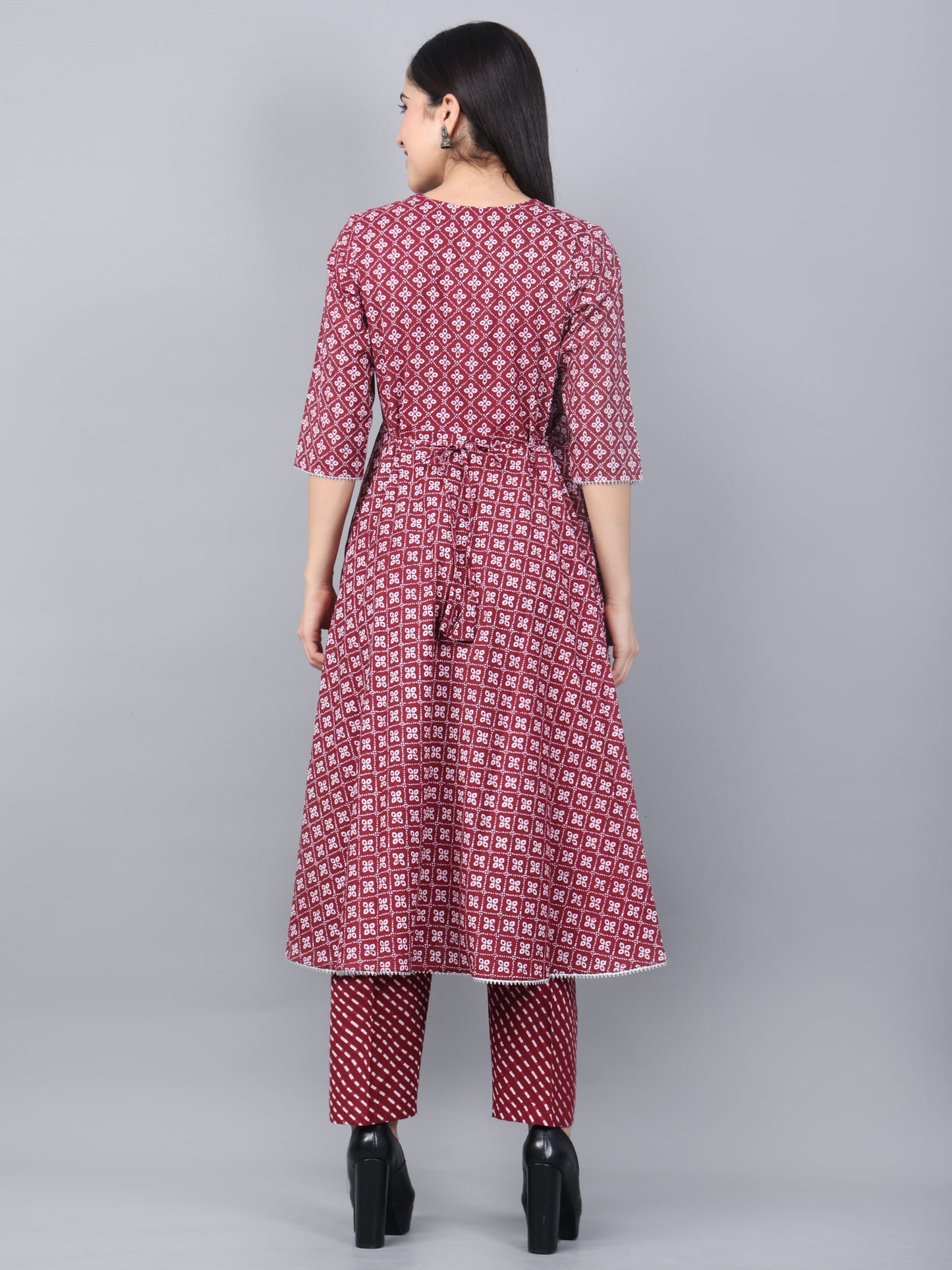 Maternity and Feeding Kurta Set | Pure Cotton |  Bandhani Print | Maroon