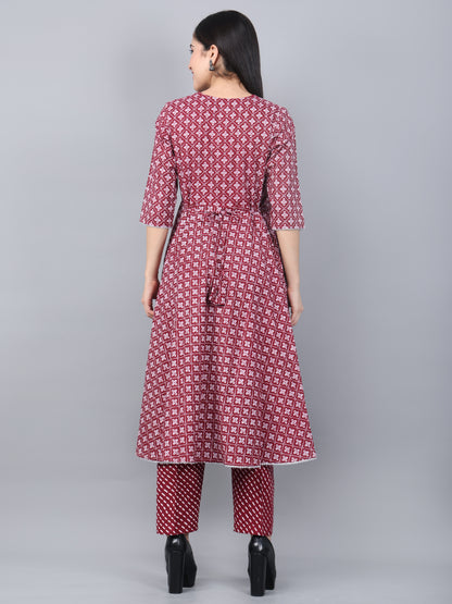Maternity and Feeding Kurta Set | Pure Cotton |  Bandhani Print | Maroon