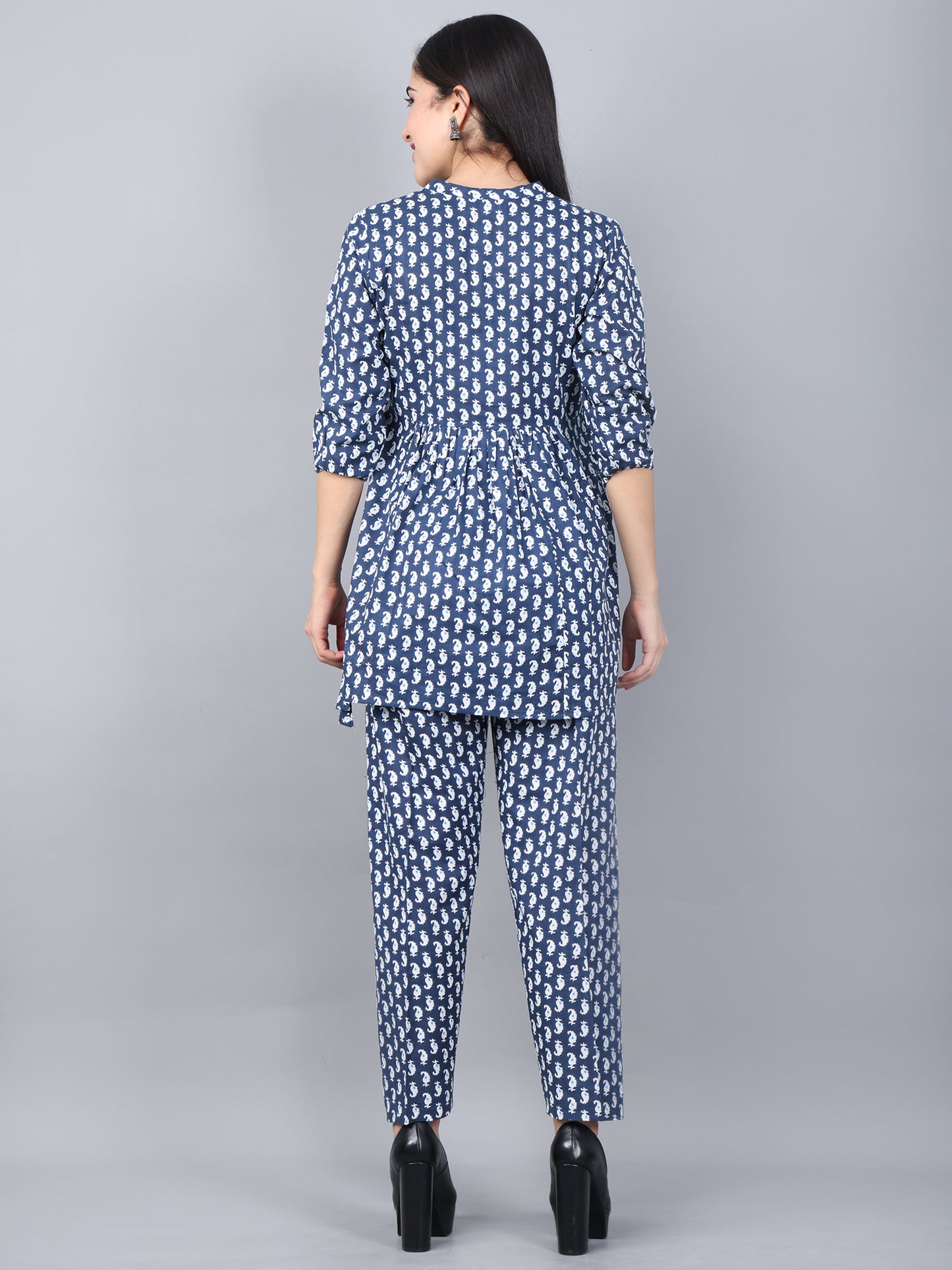 Maternity and Feeding Night Suit | Pure Cotton | Blue
