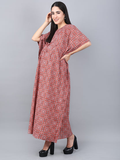 Maternity and Feeding Kaftan Full Length | Pure Cotton |  Maroon