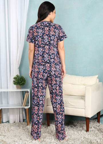 Black Floral Feeding Night Suit