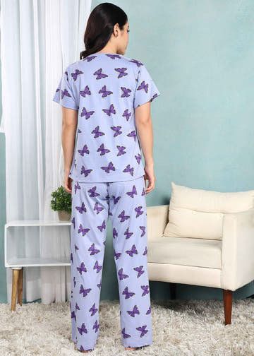 Purple Butterfly Feeding Night Suit